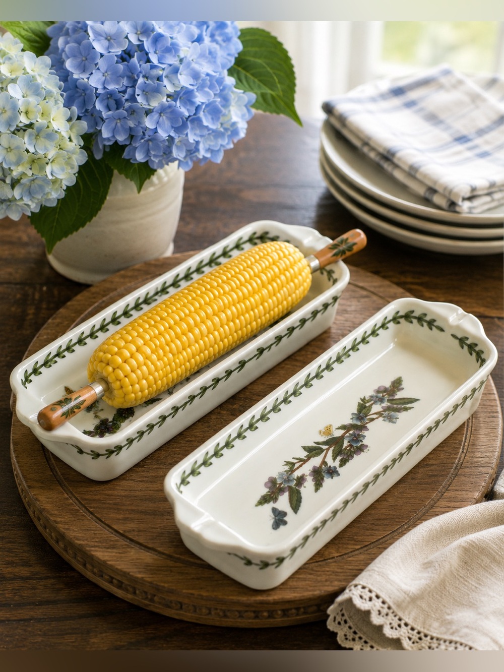 Portmeirion Botanic Garden Speedwell Corn on the Cob Dishes Set of 2